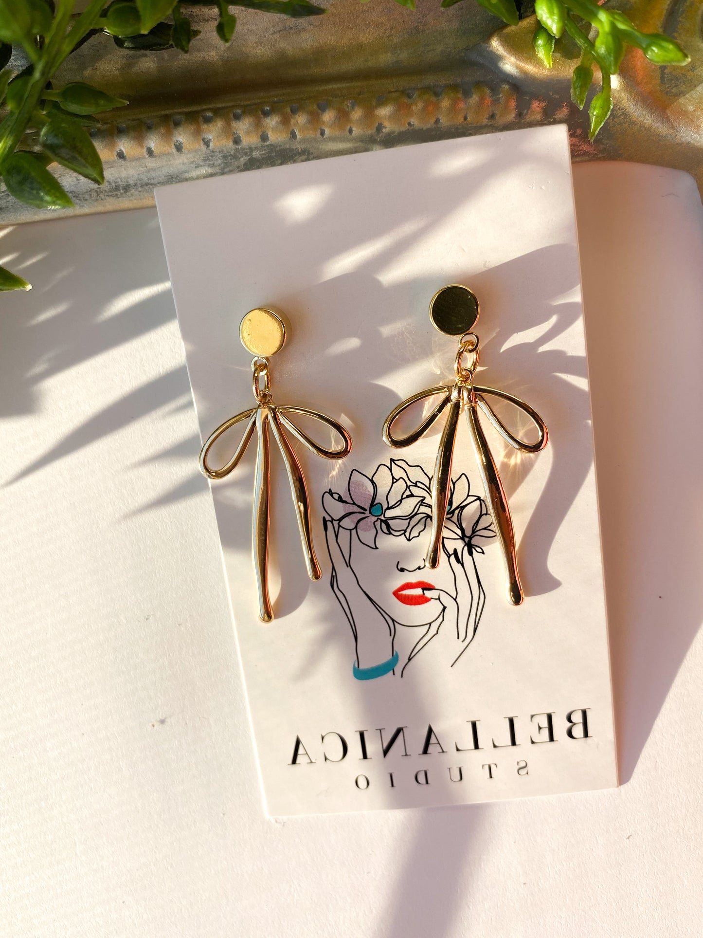Gold Bow Dangle