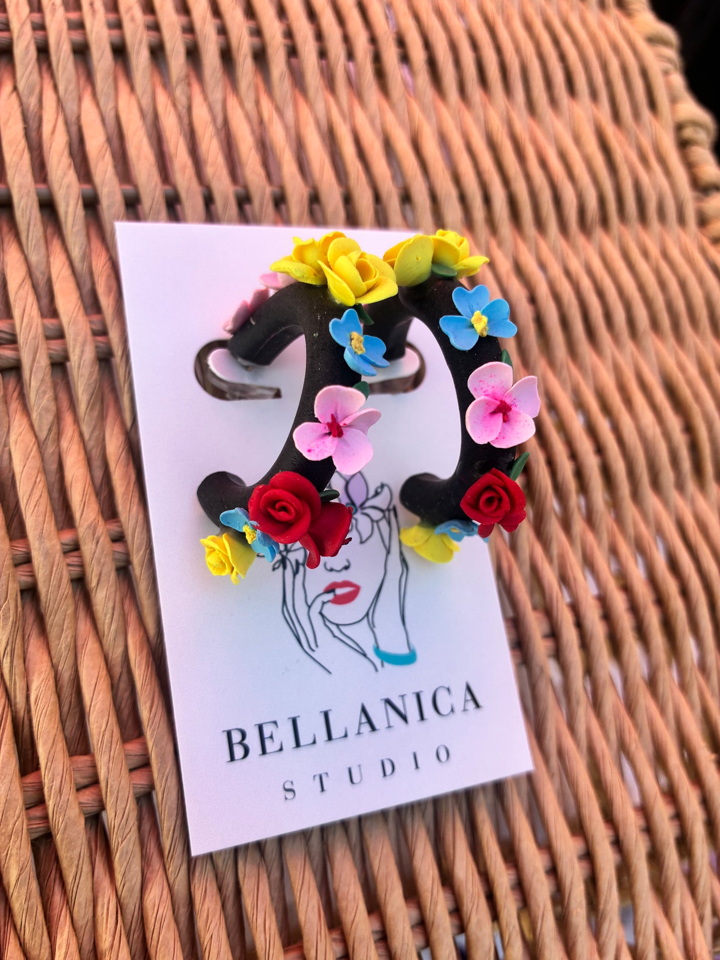 Floral Hoops - Black