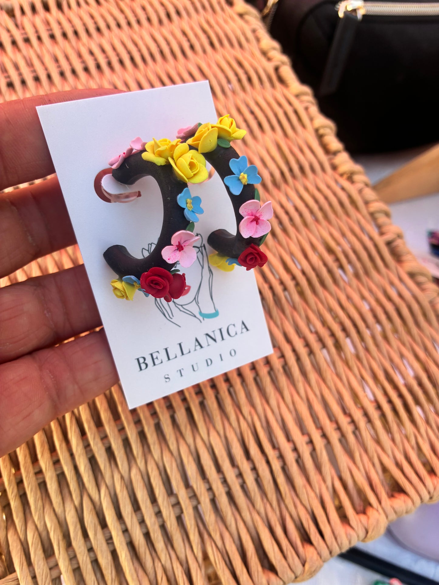 Floral Hoops - Black