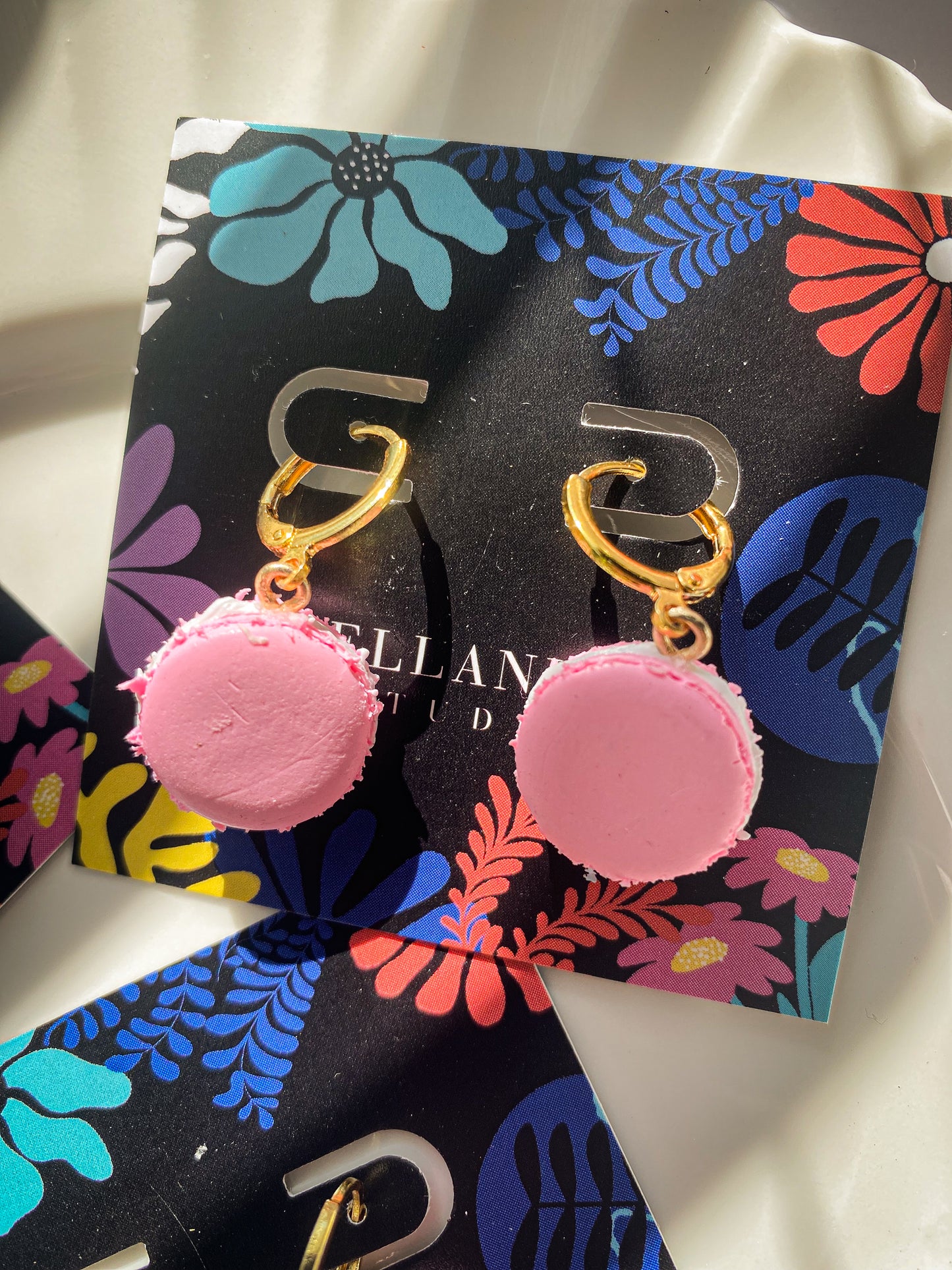 Pink Polymer Clay Macaroon earrings 
