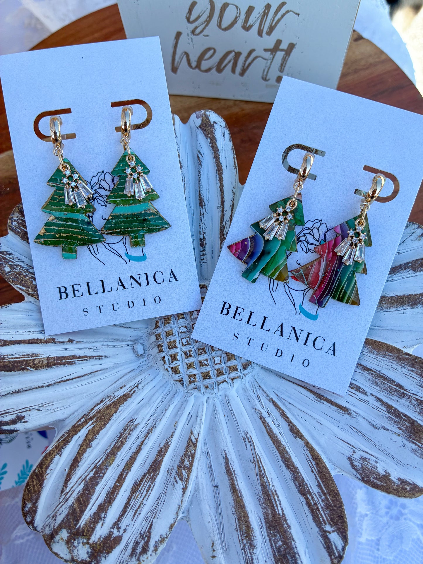 Faux Stone Christmas Earrings